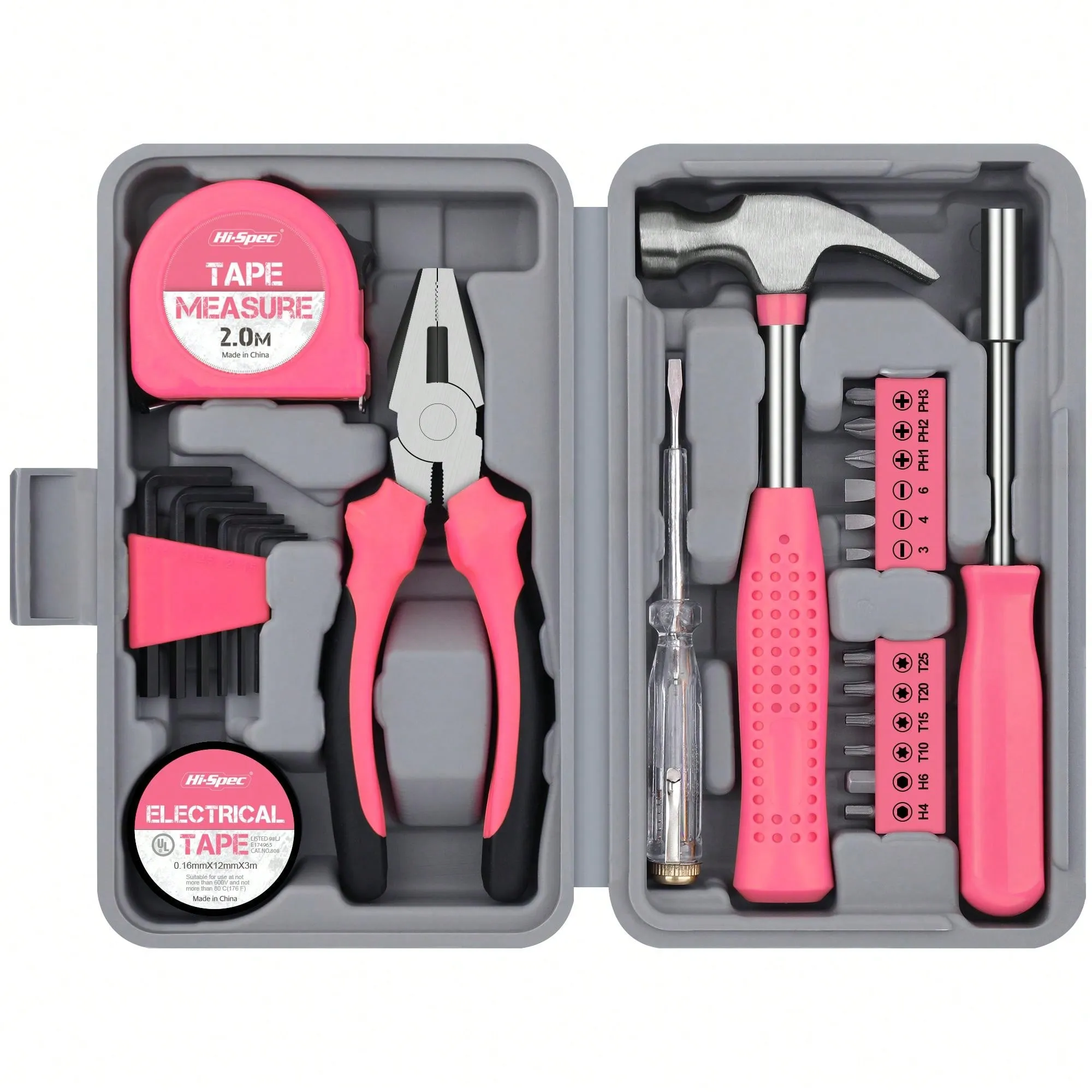 1 Set Home Manual Tool Set, 24 in 1 Electrical Hardware Repair Tool, Home Multi-functional Vehicle Combination Toolbox Set, Pink Tool Set for Women, Lady's Home Repairing Tool Kit