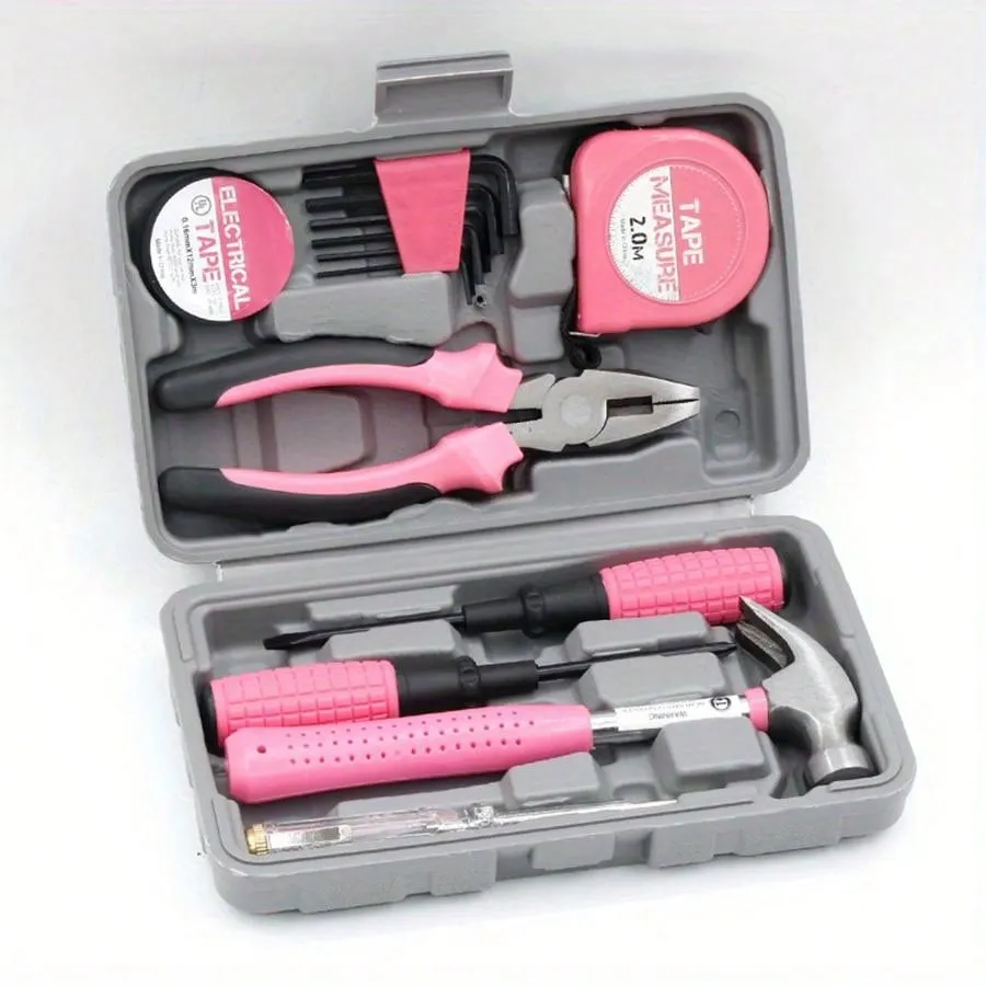 1 Set Home Manual Tool Set, Electrical Hardware Repair Tool, Home Multi-functional Vehicle Combination Toolbox Set, Pink Tool Set for Women, Lady's Home Repairing Tool Kit