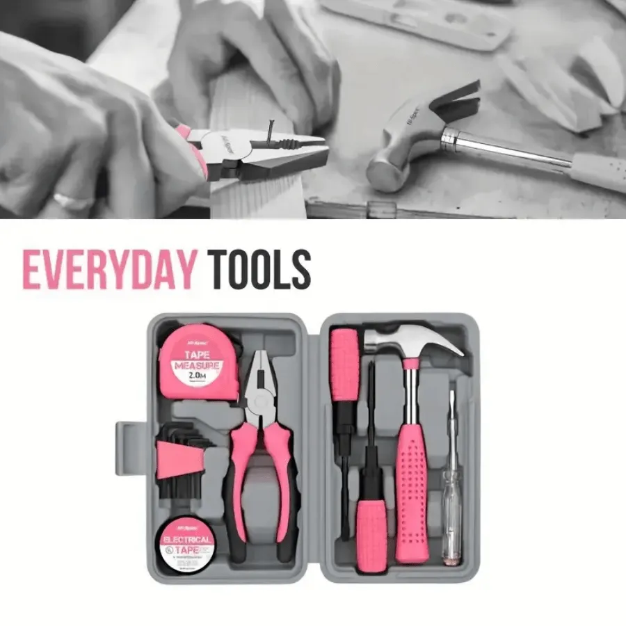 1 Set Home Manual Tool Set, Electrical Hardware Repair Tool, Home Multi-functional Vehicle Combination Toolbox Set, Pink Tool Set for Women, Lady's Home Repairing Tool Kit