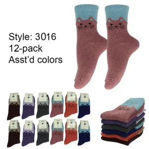 12pack Women's Socks Wool Blend Warm Crew Women Socks #3016