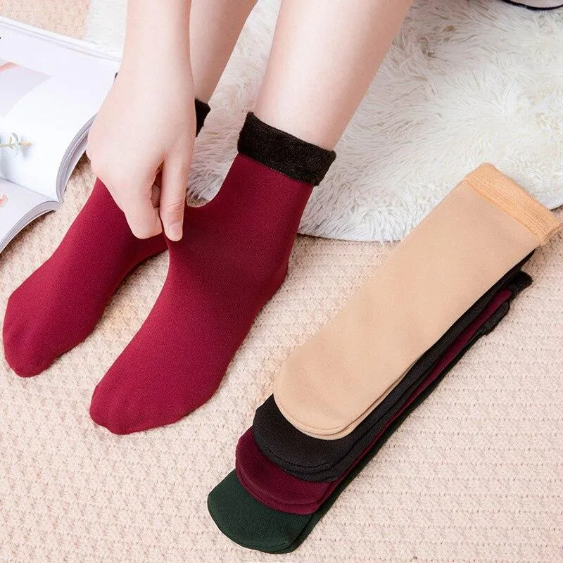 3 Pairs Women Soft Winter Warm Thick Thermal Nylon Cashmere Socks