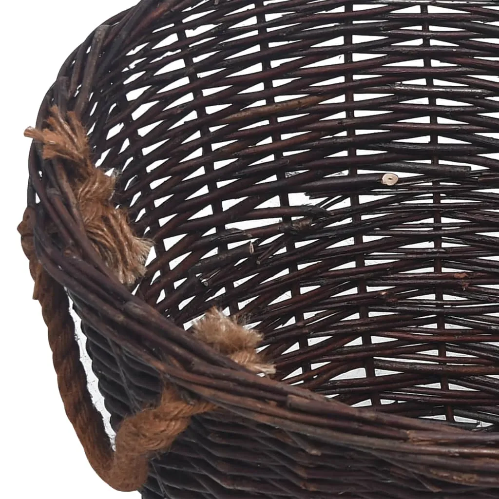 3 Piece Stackable Firewood Basket Set Dark Brown Willow