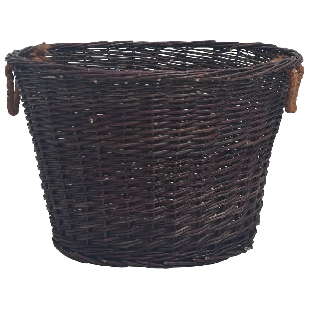 3 Piece Stackable Firewood Basket Set Dark Brown Willow