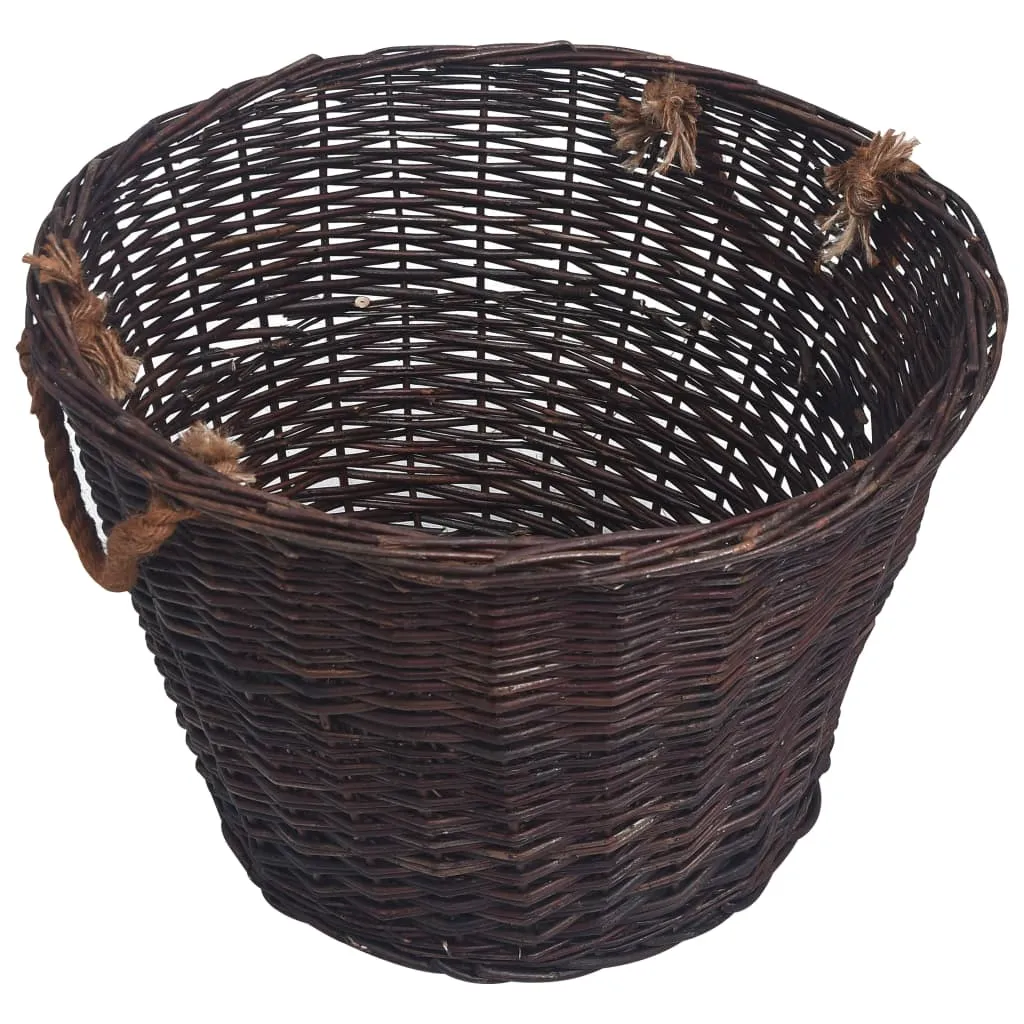 3 Piece Stackable Firewood Basket Set Dark Brown Willow