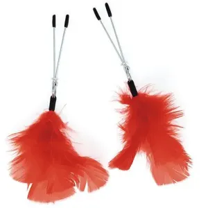 7 Inch Rimba Adjustable Red Feather Nipple Clamps