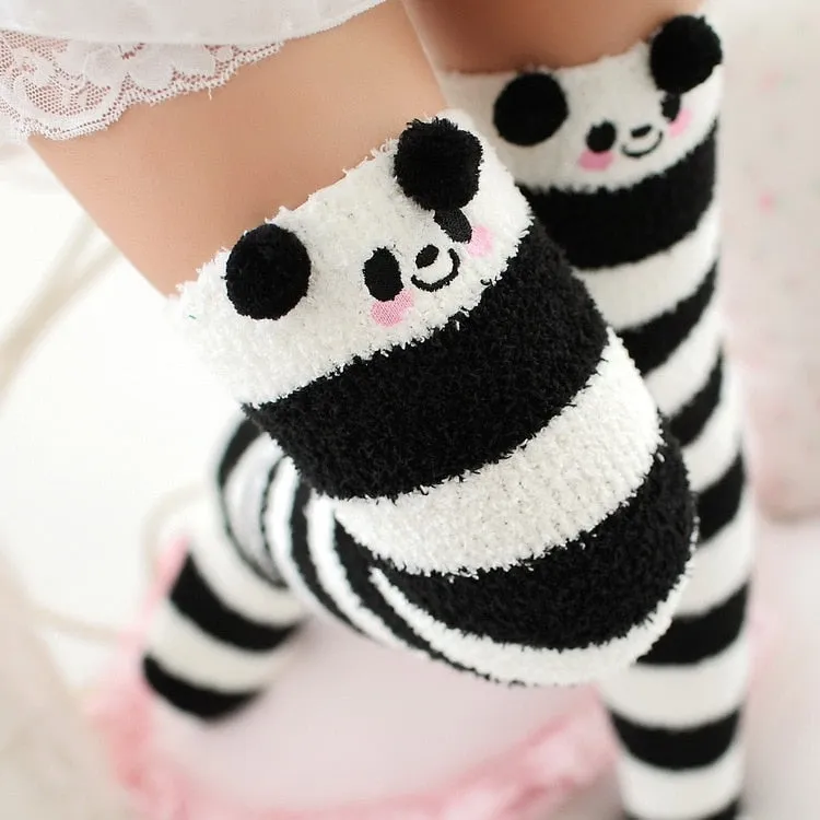 Animal Cartoon Long Thigh High Winter Cosy Warm Socks For Women