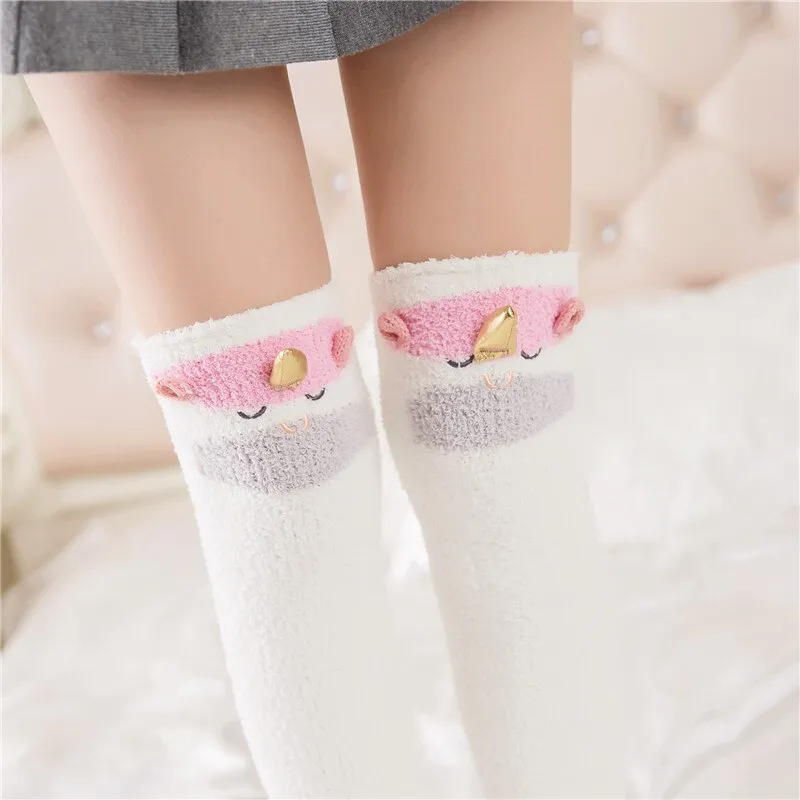 Animal Cartoon Long Thigh High Winter Cosy Warm Socks For Women