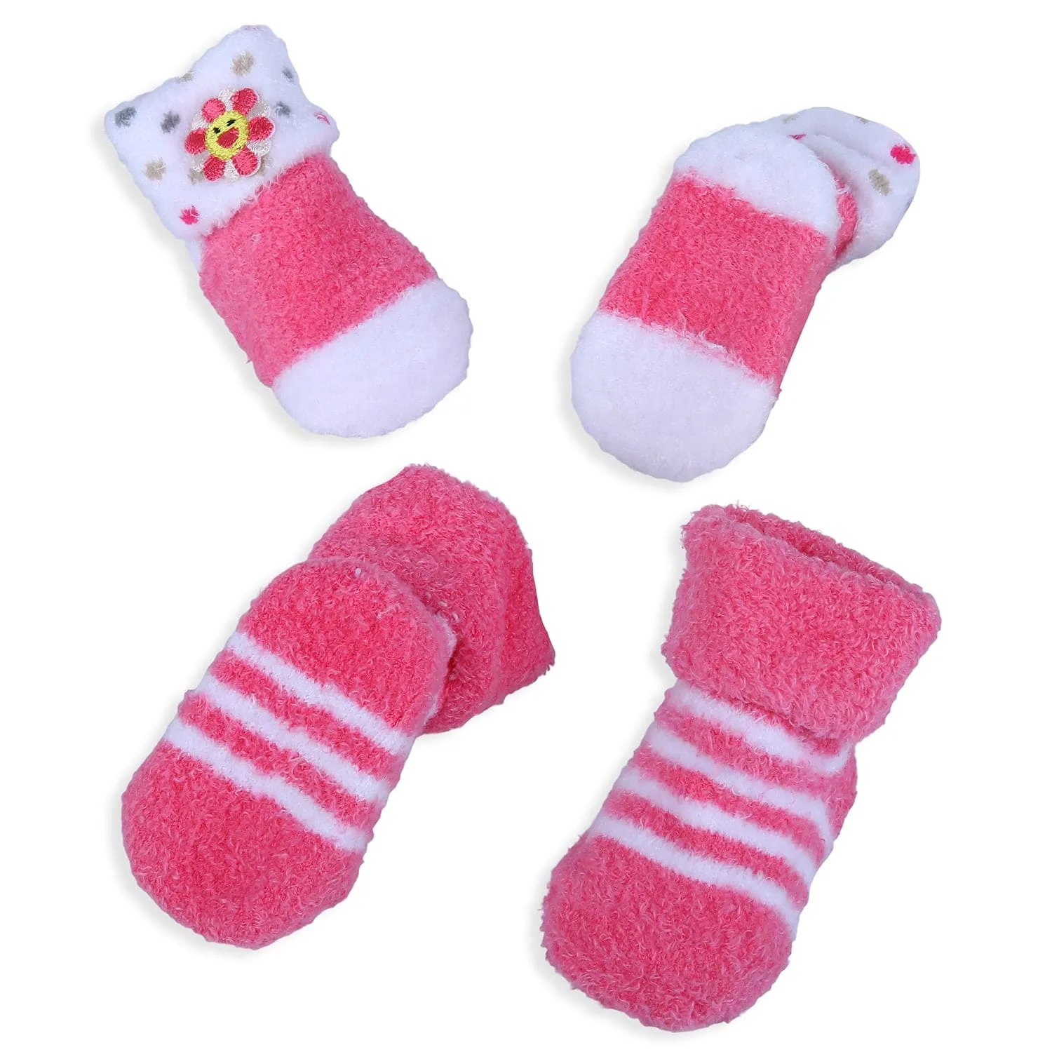 Baby Moo Floral Stripes Newborn Breathable Infant Cotton Socks - Pink