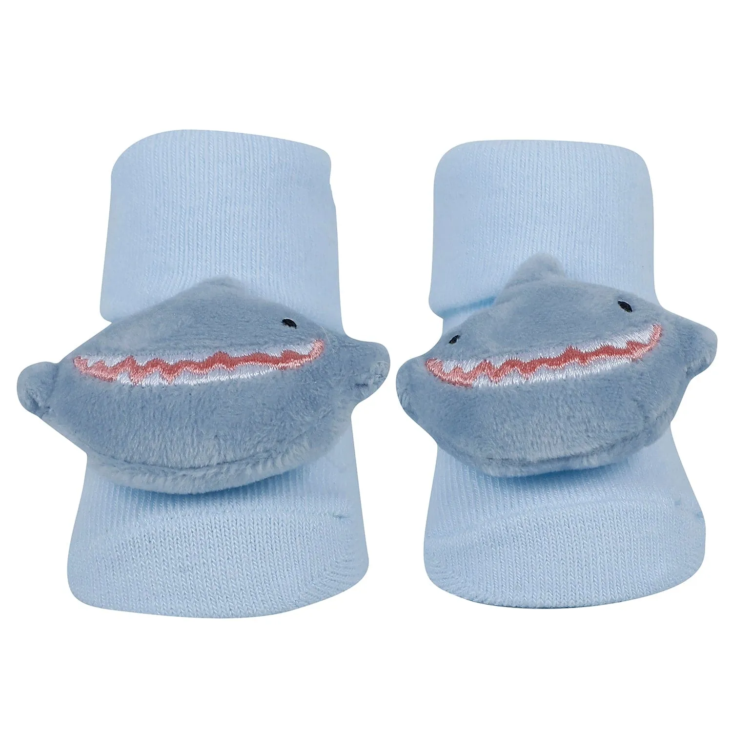 Baby Moo Kitty Frog Shark 3D Rattle Anti-Skid Socks Booties Pack of 3 - Multicolour