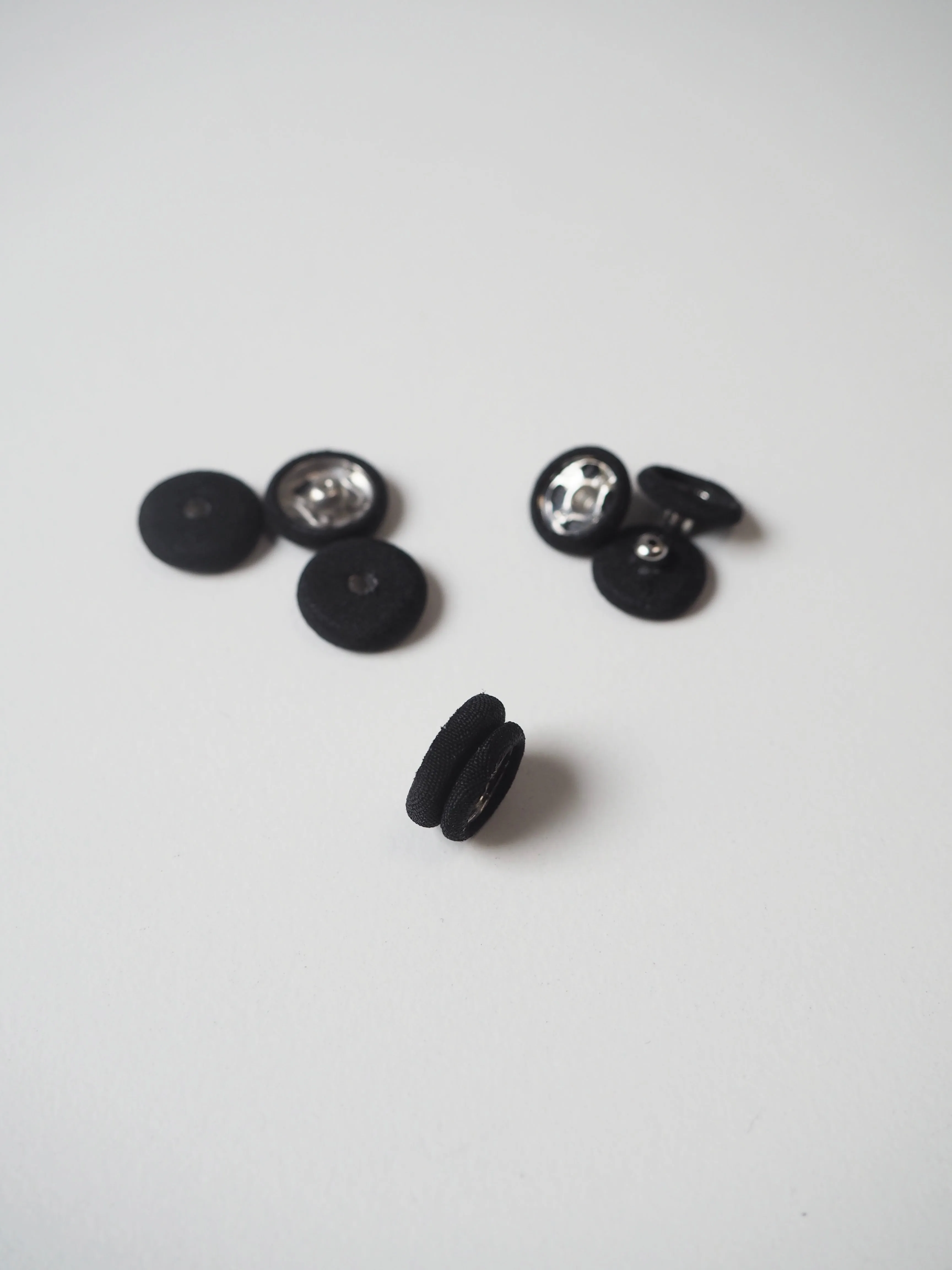 Black Fabric Covered Press Studs 12mm