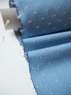 Blue Cotton Sateen Swiss Dot