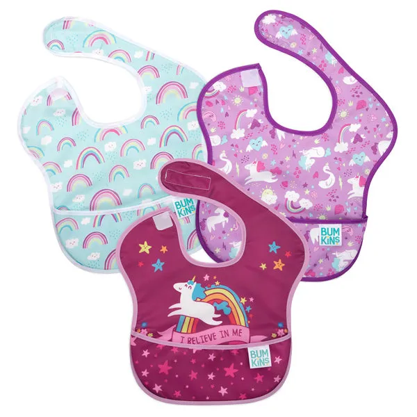 Bumkins SuperBib 3pk - I Believe in Me, Unicorns, Rainbows