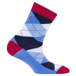 Cerulean Red Argyle Kids Crew Socks