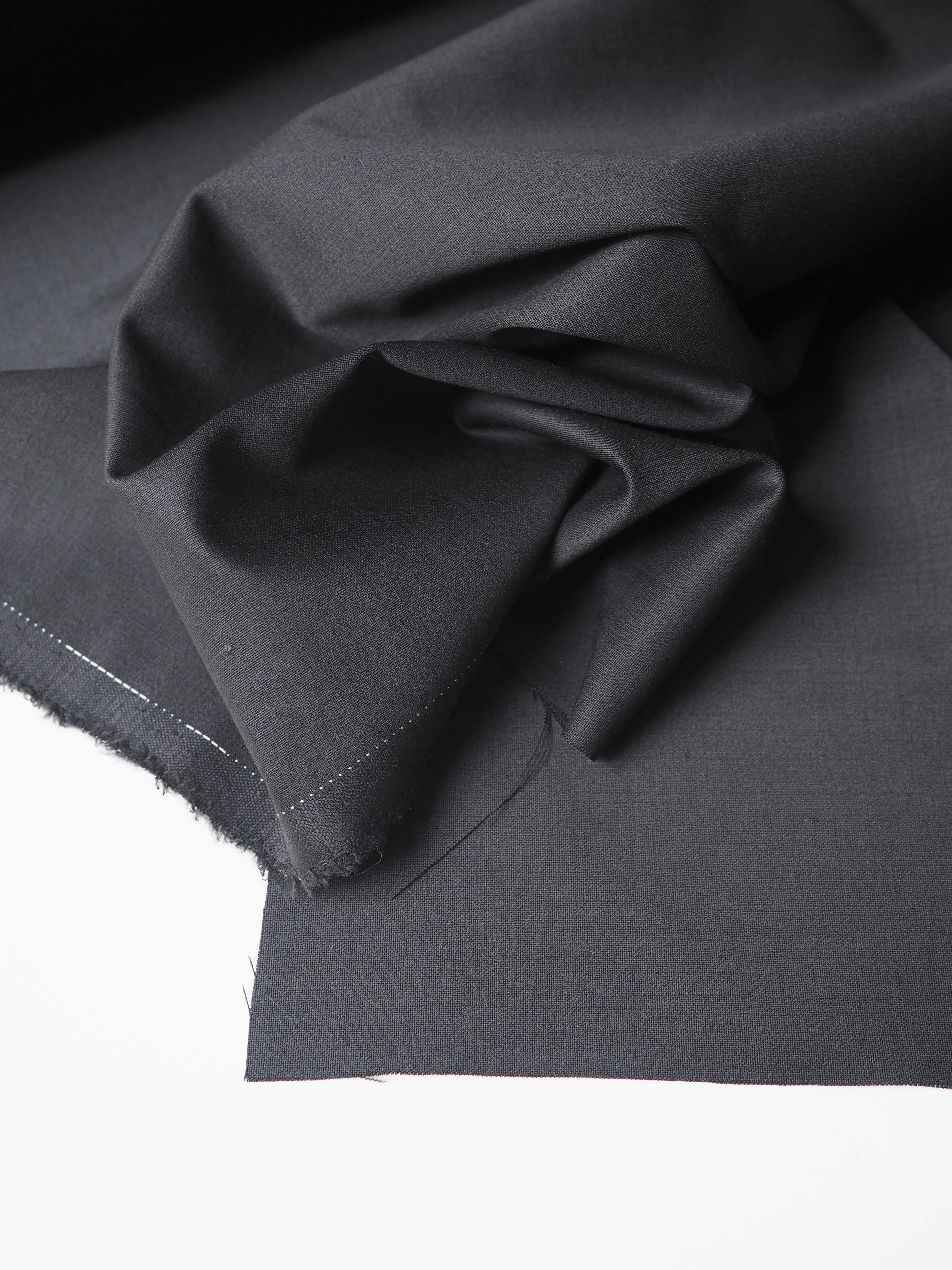 Charcoal Sateen Wool Blend Suiting