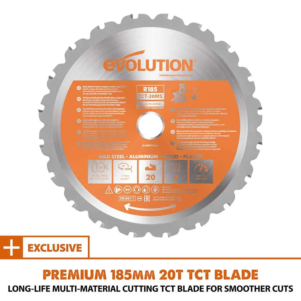 Evolution R185SMS  185mm Sliding Mitre Saw & Stand Bundle