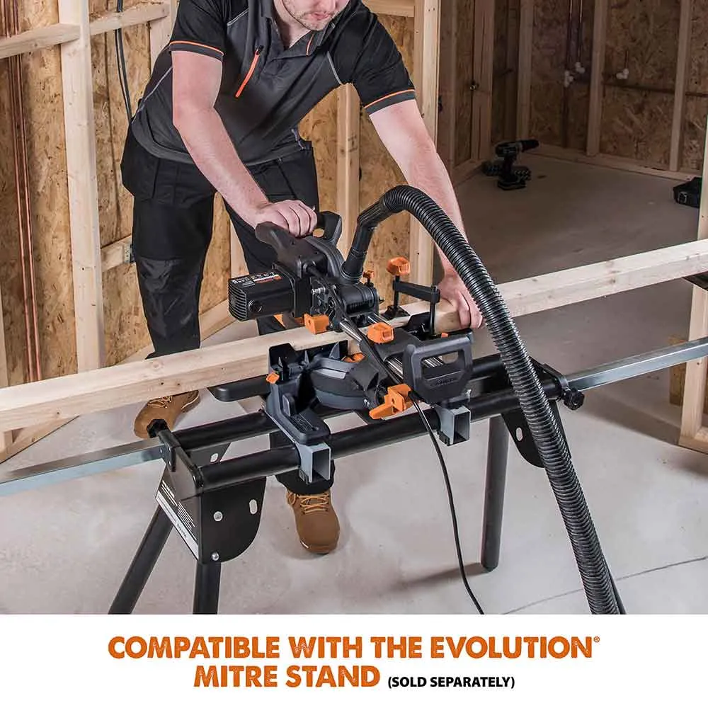 Evolution R185SMS  185mm Sliding Mitre Saw & Stand Bundle