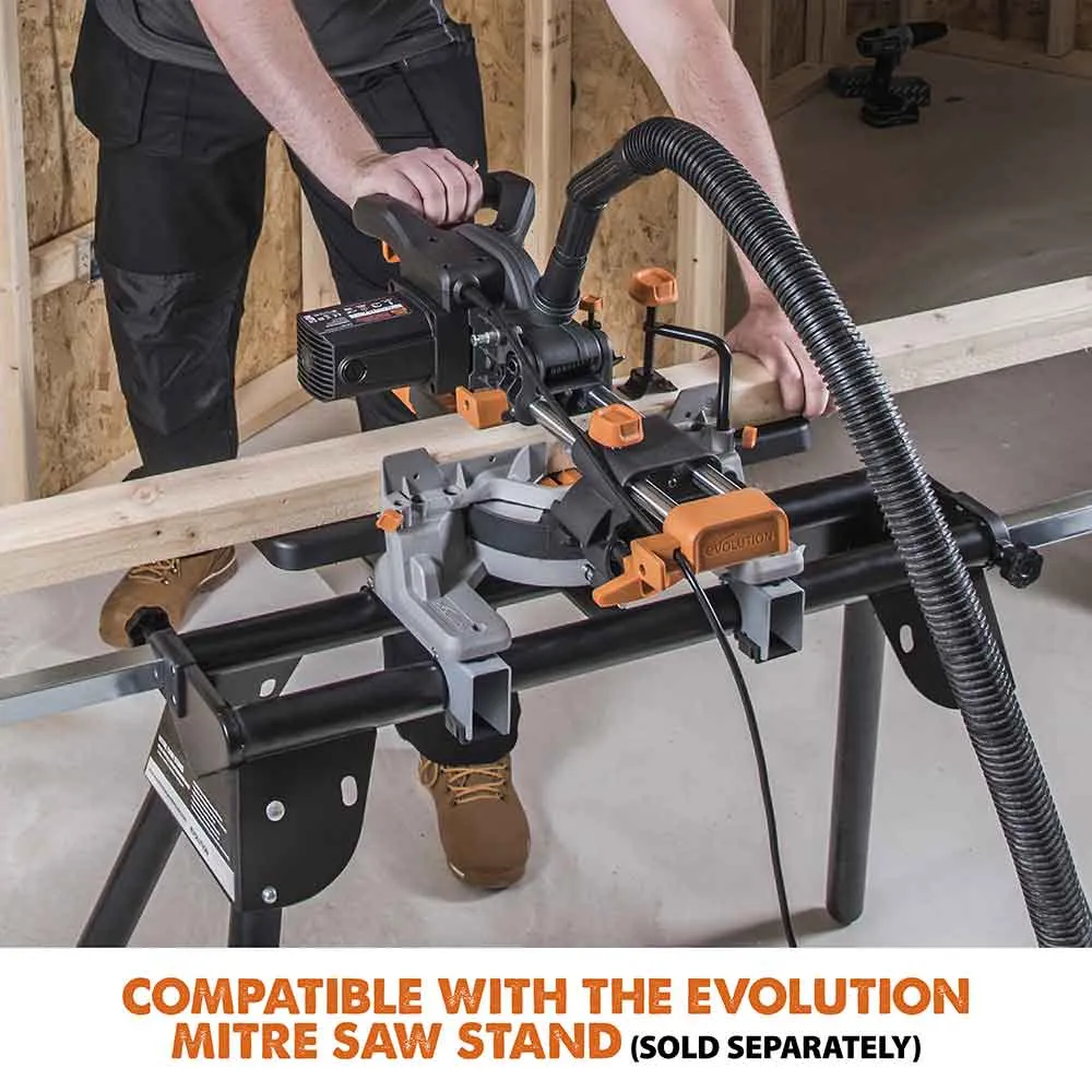 Evolution R185SMS 185mm Sliding Mitre Saw With TCT Multi-Material Cutting Blade