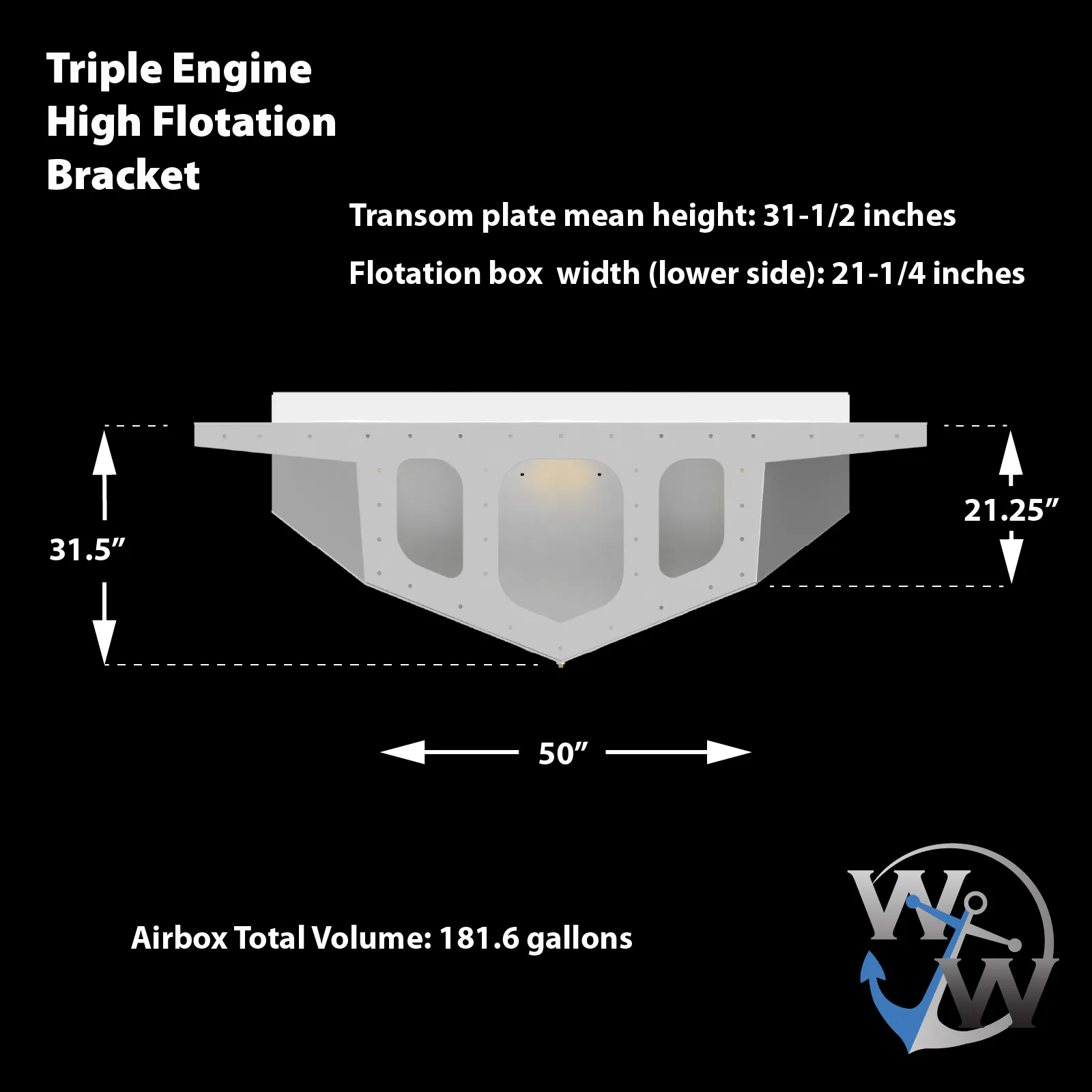 High Flotation Triple Outboard Engine Bracket