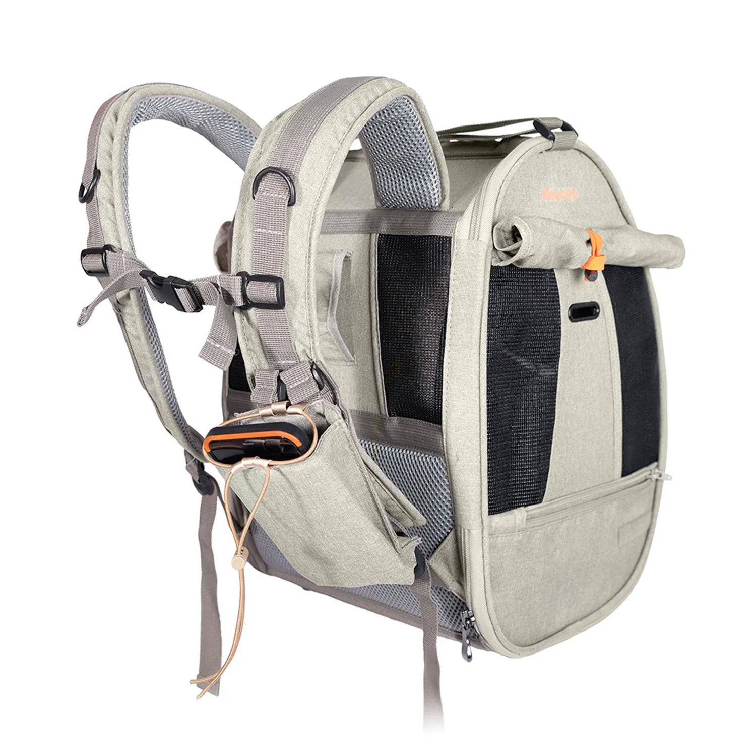 Ibiyaya Adventure Cat & Small Dog Carrier Backpack Grey / Green