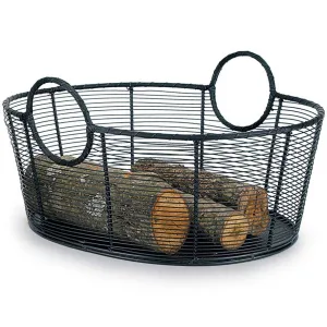 Large Steel Wire Log Basket | 25.5" x 21.5" x 13"