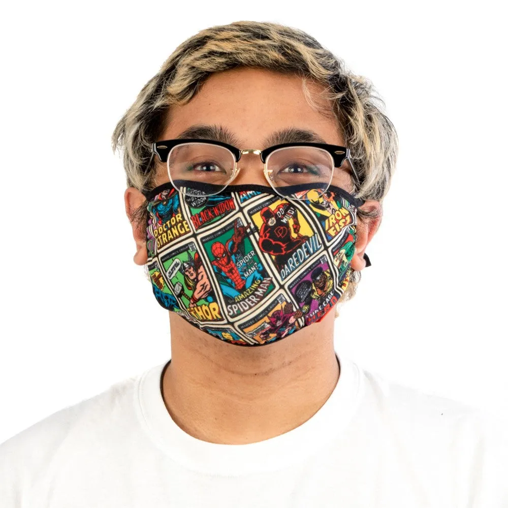 Marvel Face Mask - Adult Marvel Comic Book Covers Adjustable Face Mask