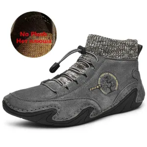 Men Vintage Winter Warm Suede Leather Ankle Casual Boots