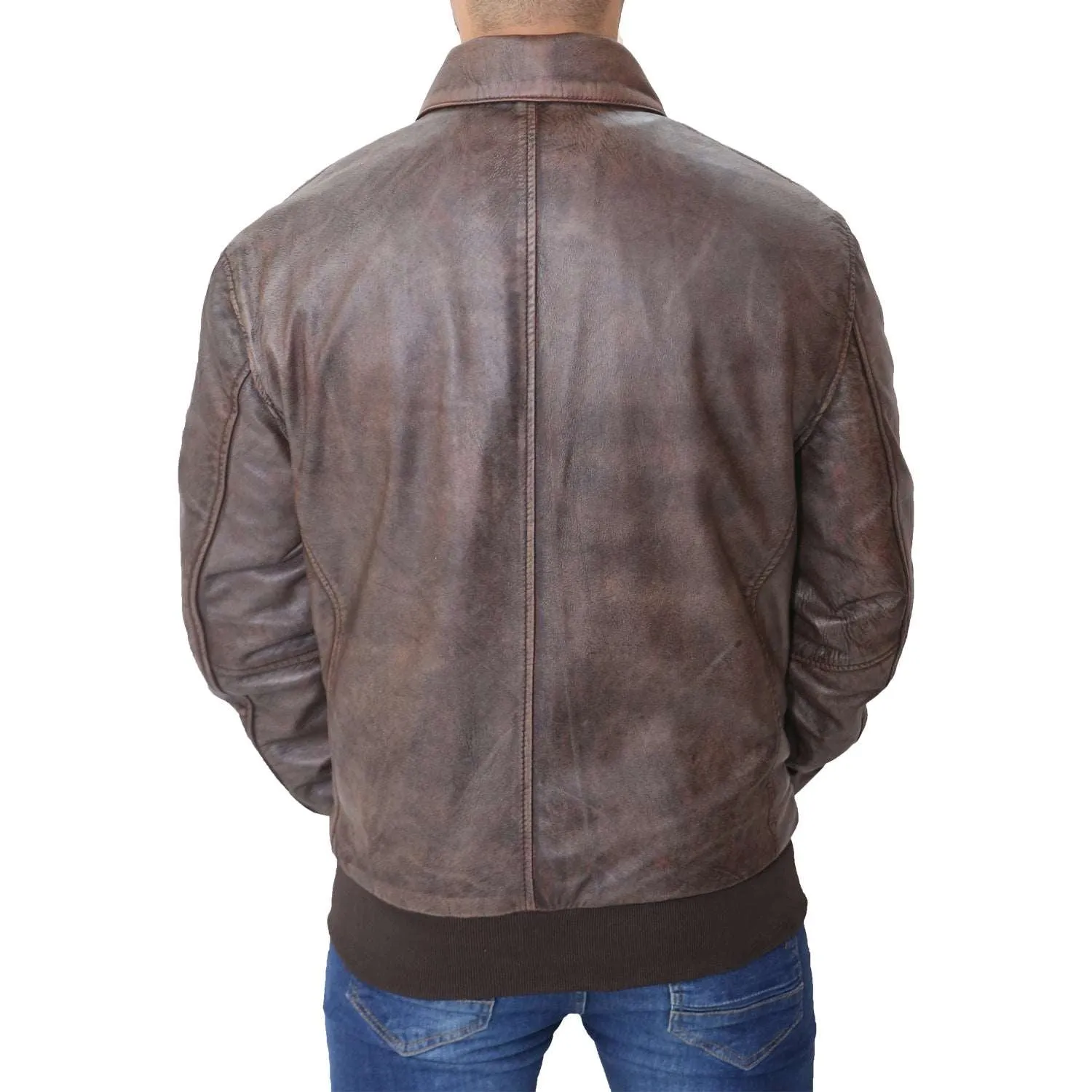 Men's Aviator A2 Distressed Brown Leather Jacket