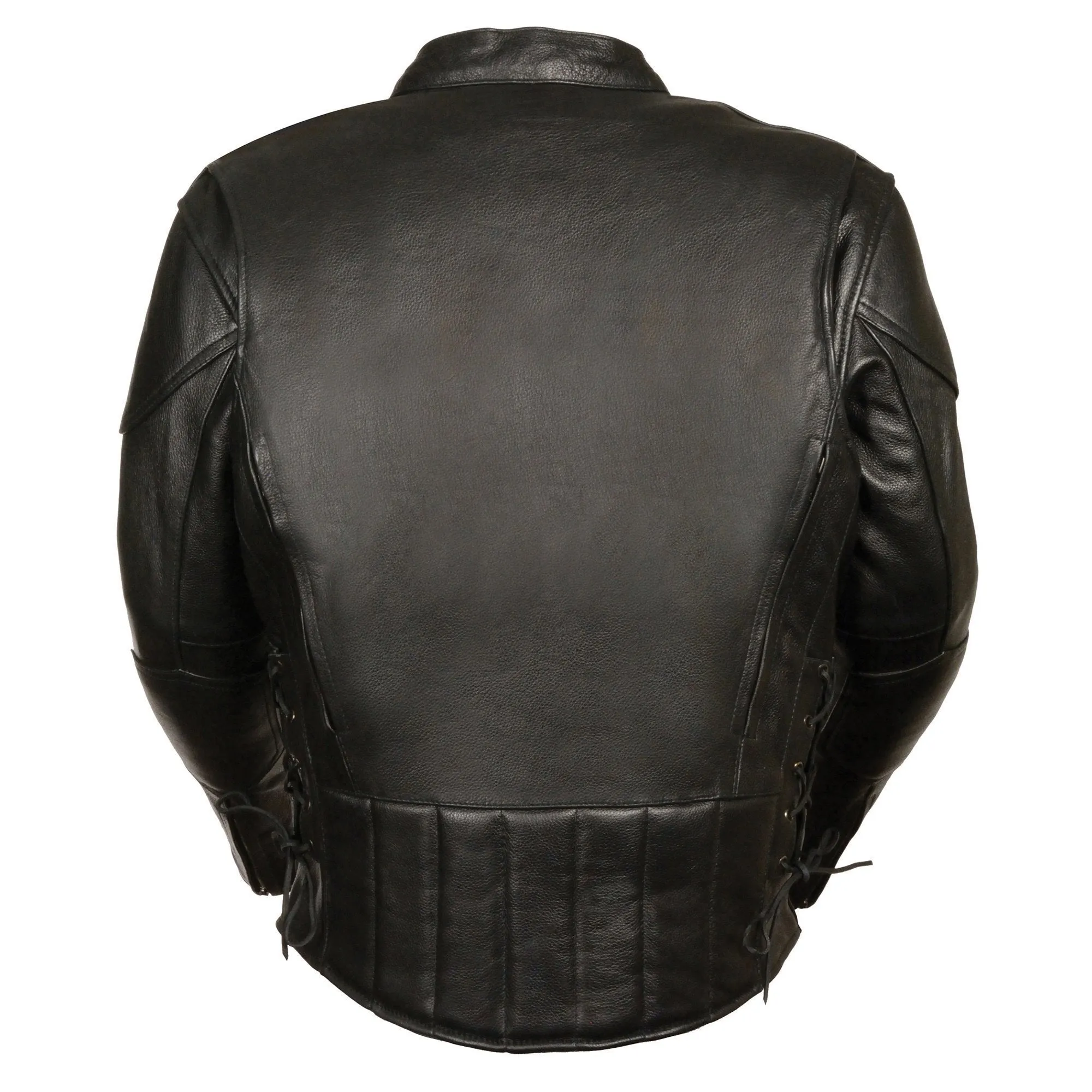 Milwaukee Leather SH1010 Men's 'Scooter' Black Vented Motorcycle Leather Jacket with Side Laces in Tall Sizes