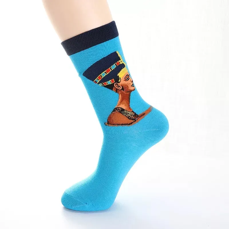 Nefertiti Women's Socks, Fun Novelty Unisex 360 Degree Artwork Character Designed Crew Socks