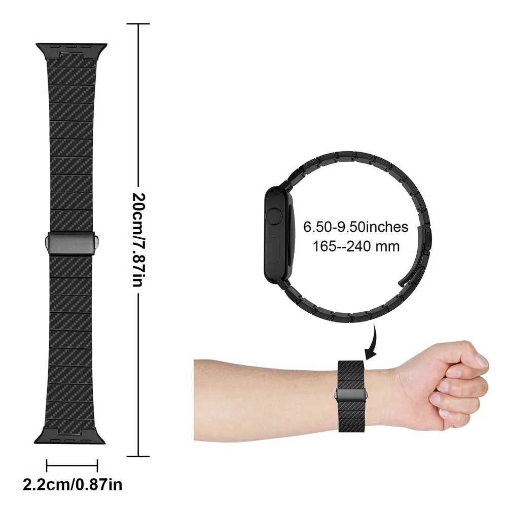 Oatsbasf Adjustable Lightweight Carbon Fiber Watch Band Replacement Strap for Apple Watch