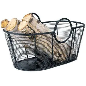 Small Steel Wire Log Basket | 23" x 12" x 13"