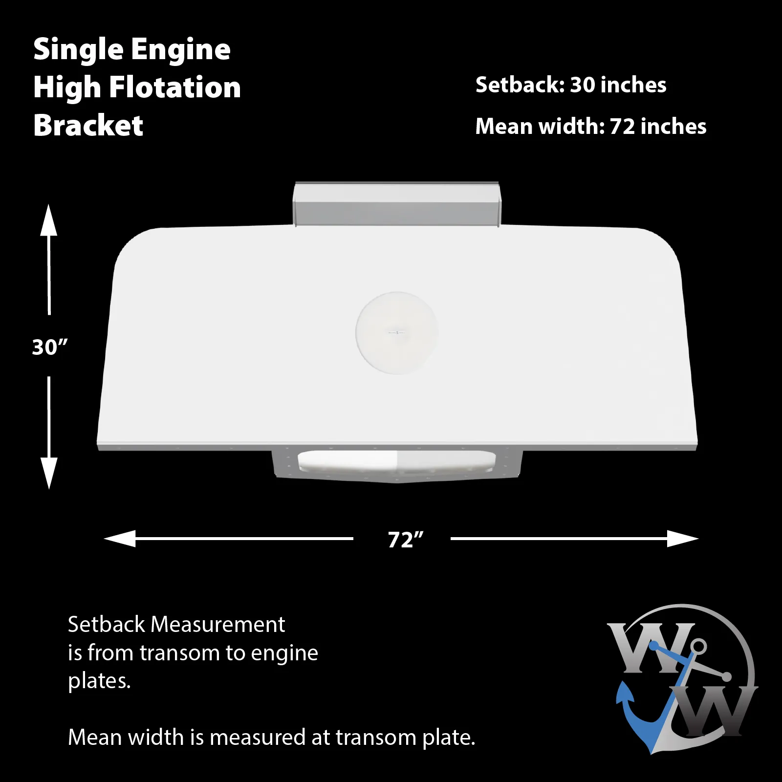 Standard High Flotation Single Outboard Engine Bracket - 11° Transom