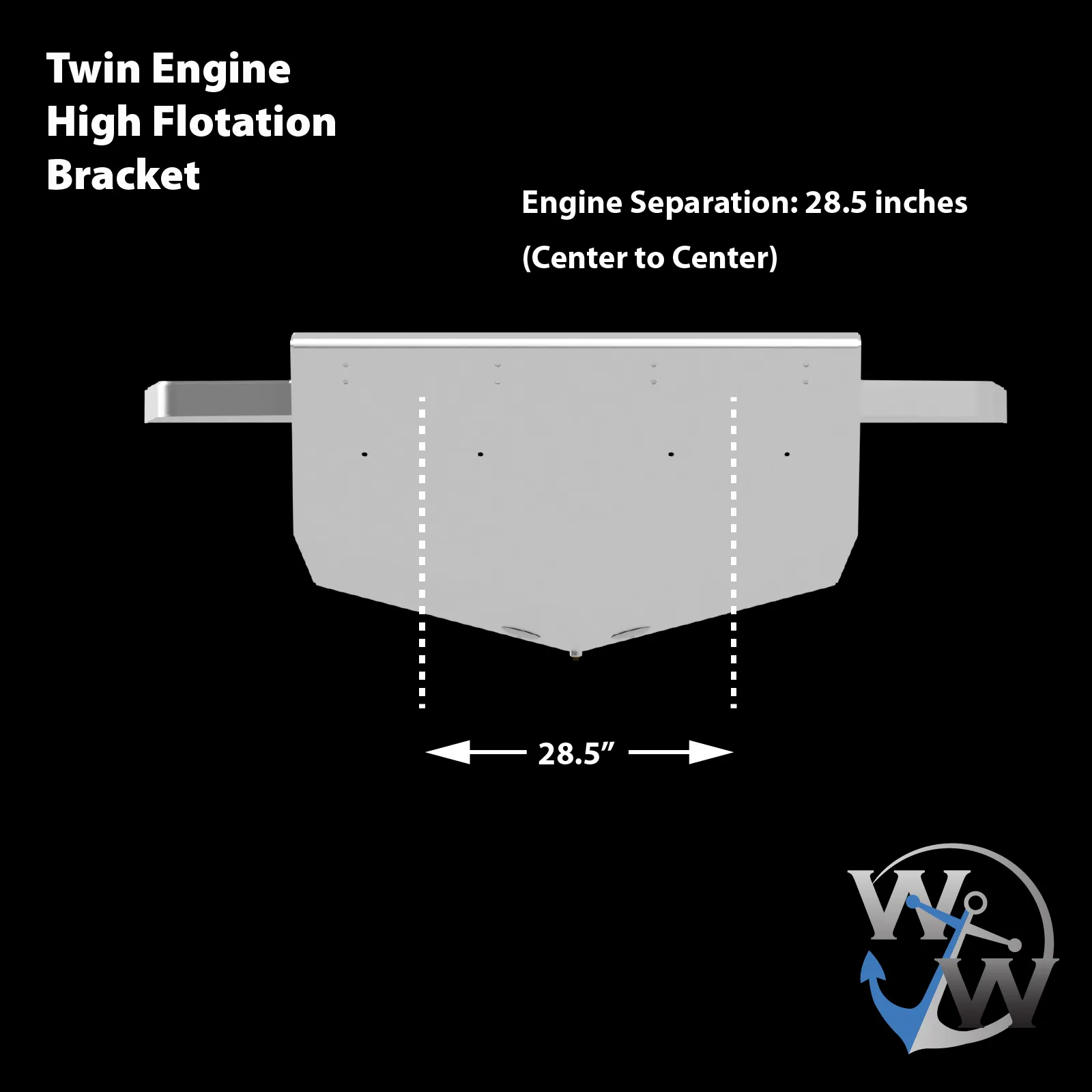 Standard High Flotation Twin Outboard Engine Bracket 11° Transom