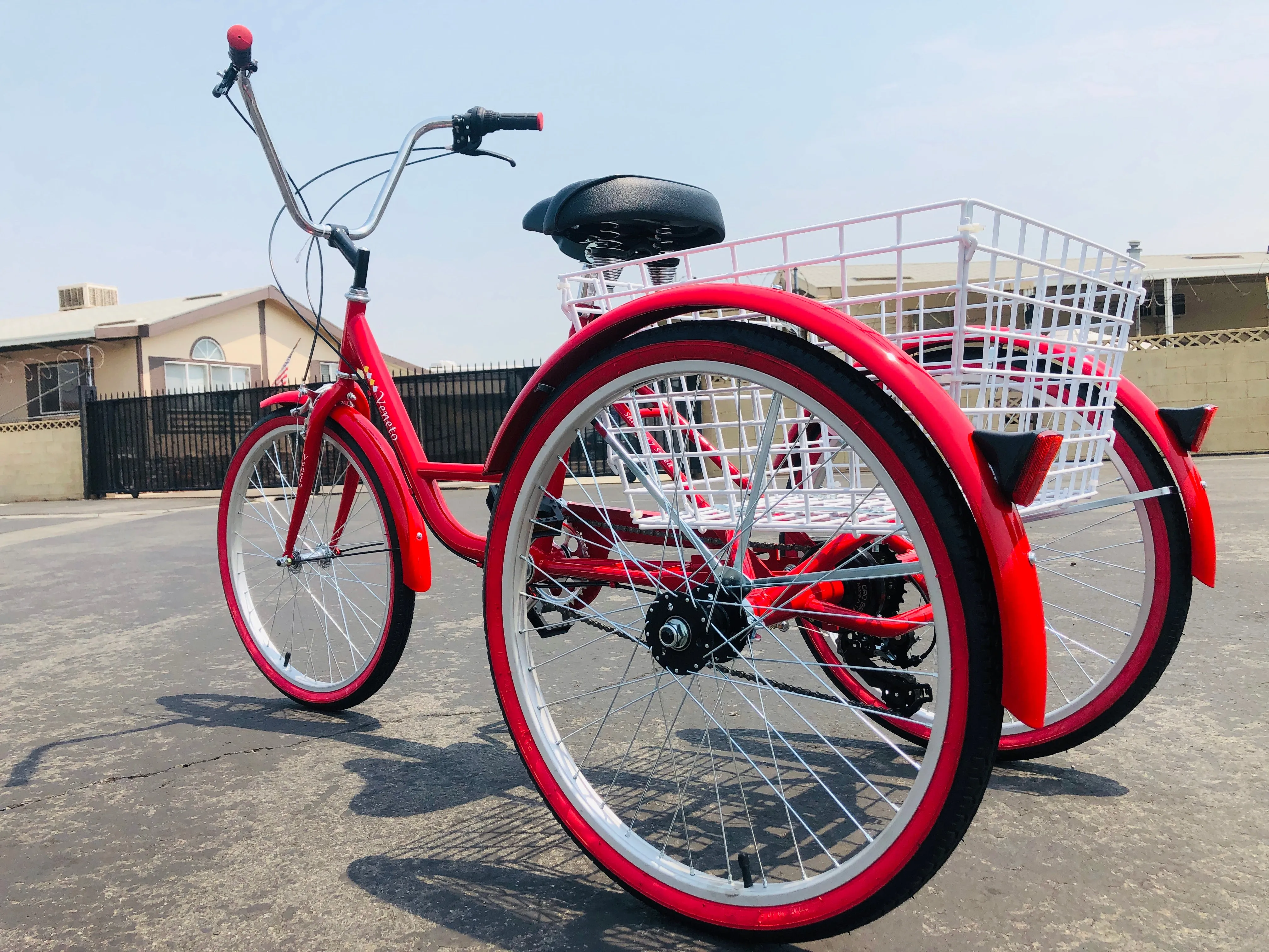 Trike Three Wheeler Adult Veneto 24in Tricycle 7 Speed Red Special Needs Balancing Bike