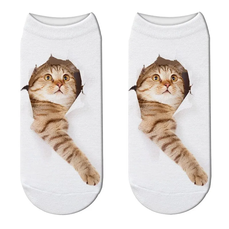 Unisex Cute 3D Cat Image Design Most Comfortable Ankle Socks