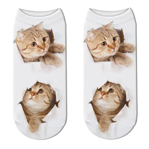 Unisex Cute 3D Cat Image Design Most Comfortable Ankle Socks