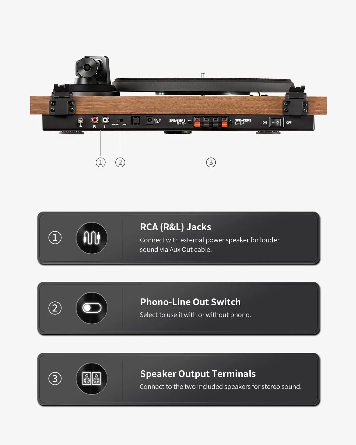 Vinyl Record Player, Hi-Fi System Bluetooth Turntable.