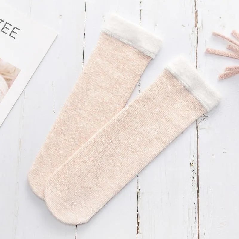 Women Winter Warm Cotton Plus Velvet Breathable Sweat-Absorbing Socks