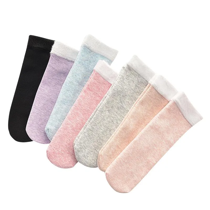 Women Winter Warm Cotton Plus Velvet Breathable Sweat-Absorbing Socks