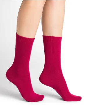 Wool Cashmere Socks Mid Fuschia Pink